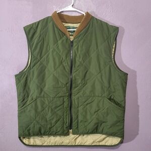 Orvis Quilted Puffer Vest Mens XL Green Vintage Made in USA Hunting Fishing Zip